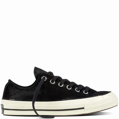 Converse Chuck Taylor All Star ‘70 Cheetah Pony Hair Low Tops Womens - Black/Black Shoes (723LQARU)